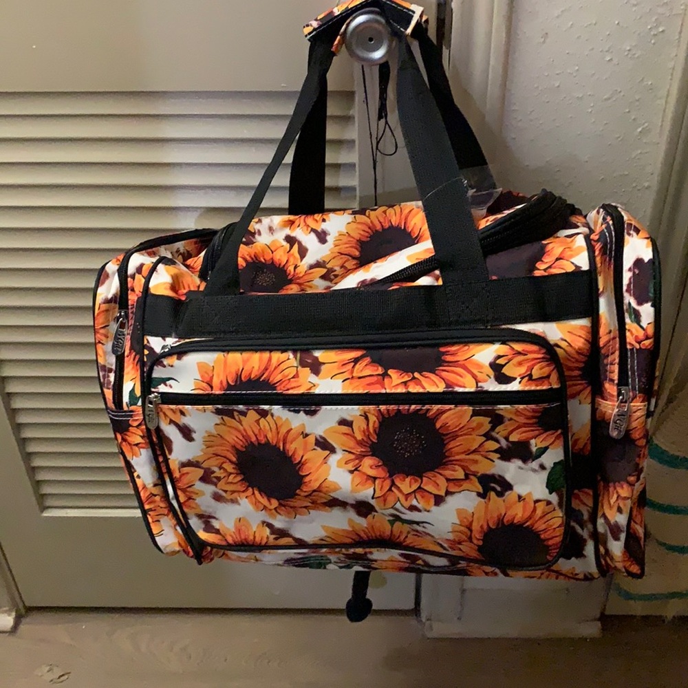 Beautiful large sunflower duffel with handle and long strap Brand Néw